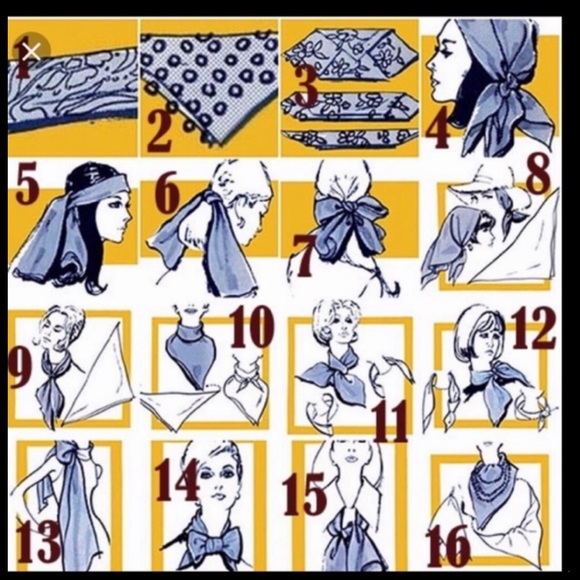 VTG Trendy Geo Square Scarf. Red, cream, blue, orange, white - Picture 10 of 13